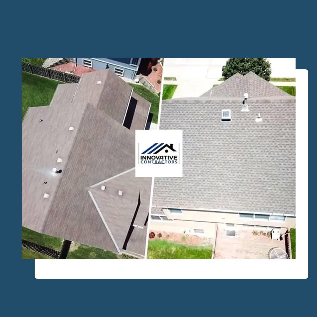 Aerial view of architectural asphalt shingle roof